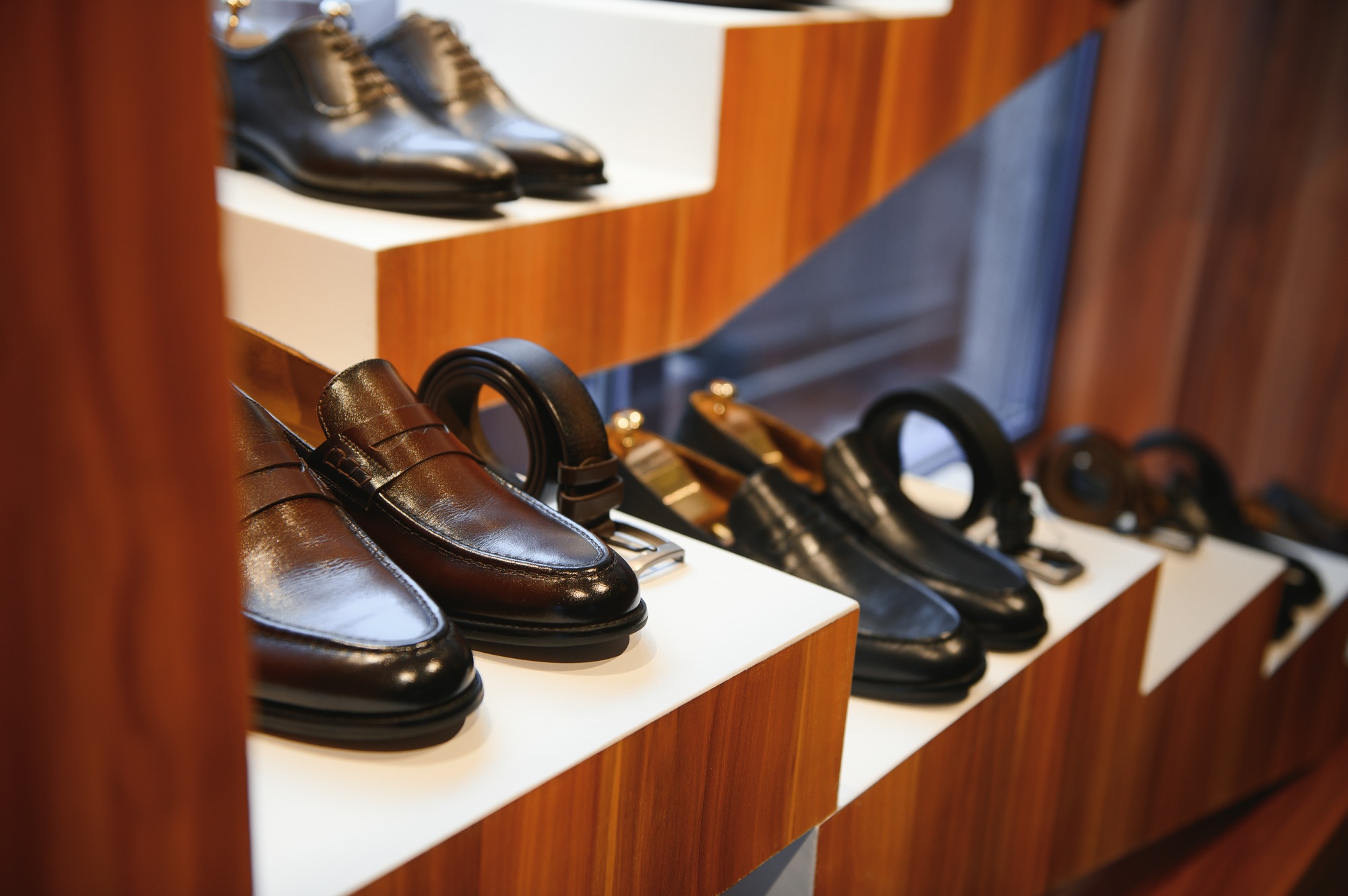 Men's shoes in a shoe store